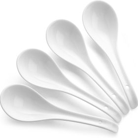 White ceramic soup spoon set (4-piece)