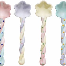 Colorful small ceramic spoon set (4-piece)