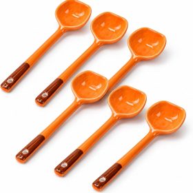 Pumpkin-shaped ceramic soup spoon set (6-piece)