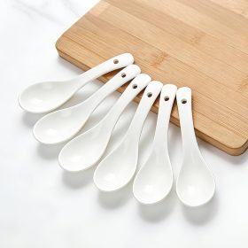 White ceramic soup spoon set (6-piece)
