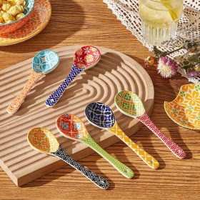 Colorful small ceramic spoon set (6-piece)